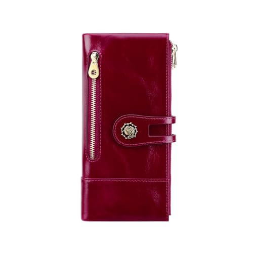 Image of Women's RFID Blocking Wallet Soft Leather Clutch Money Ladies Purse Slim Card Holder Organizer Zip Pocket (3013-purple)