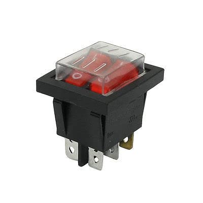Commutateur AC 250V 16A 6pin interrupteur bascule double SPST rouge ON/OFF