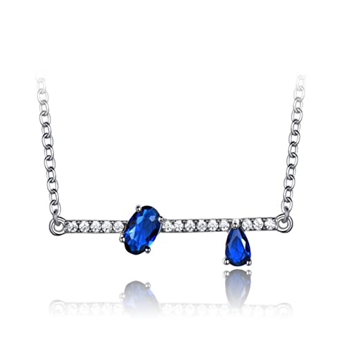 Bijoux en Argent 925 Anti-Allergie Collier Pendentif Saphir Bleu