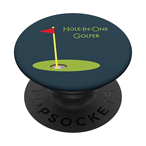 Hole In One Golfer Golf Ball In Golf Cup Fun Golfing Design PopSockets Swappable PopGrip, Black