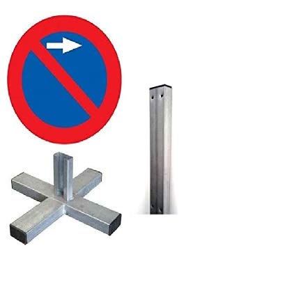 FERRETELIX® Señal Vial R-308F Prohibido aparcar derecha con poste 1,5 m y cruceta (no incluye tornilleria ni conteras)