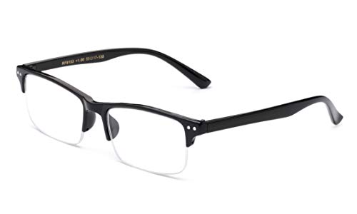 Newbee Fashion Half Frame Semi Rimless Frame Clear Lens Glasses Frame for Men & Women Stylish Design Light Weight