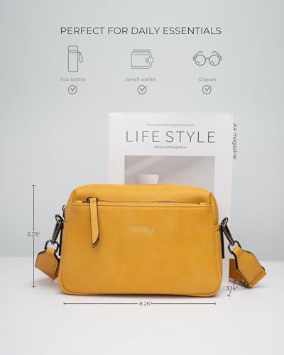 Image of Alldaily Small Triple Zip Crossbody Purse for Women, Vegan Leather Phone Bag with Wide Shoulder Strap