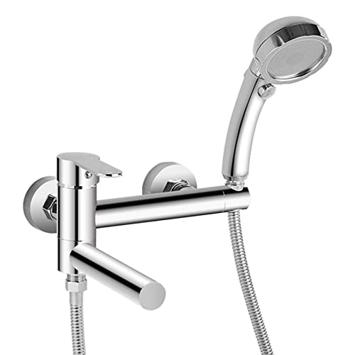 Robinet de baignoire avec douche anti-calcaire en laiton noir haute résistance
