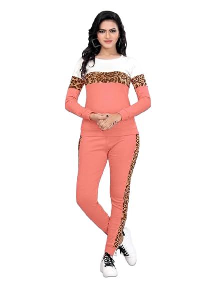 Women's Co-ord Set with Leopard Print Design | Full Sleeve Stylish Top and Jogger Pant Set | Trendy Wear for Gym Travel Casual Outings
