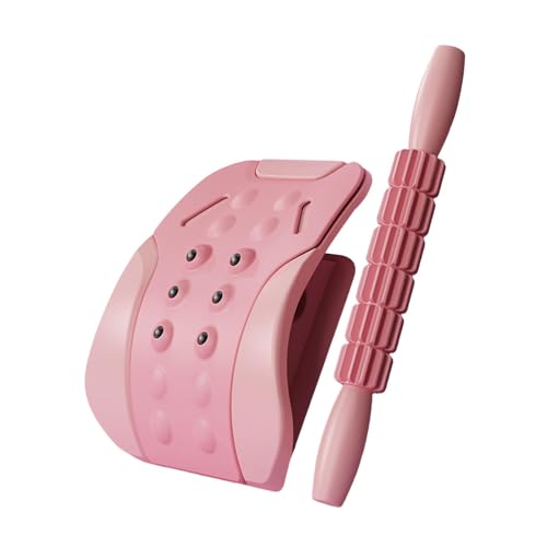 Support lombaire rose avec rouleau de massage pour soulager le dos au bureau