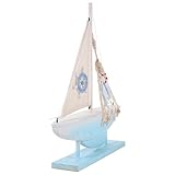 NUOBESTY Segelboot Modell Holz Mediterran Stil Wohnraum Dekoration Handgefertigt Tisch Ornament Wohn Und Partydeko