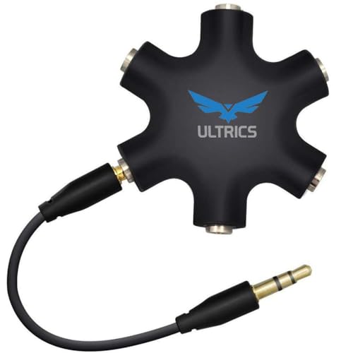 ULTRICS Répartiteur Audio 5 Casques, 3,5 mm Mâle à Femelle Multi Écouteurs Stéréo Séparateur Adaptateur, Aux Splitter Compatible avec iPhone Samsung Nokia PC...