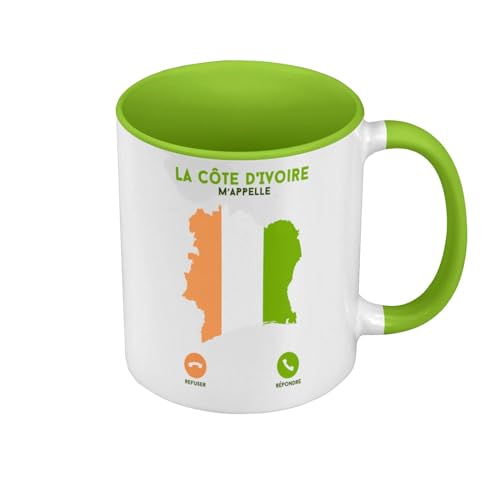 Fabulous Mug de Couleur Qualité Premium Vert - La Côte d'Ivoire M'Appelle Voyage Passion Culture - Tasse avec anse et intérieur de couleur
