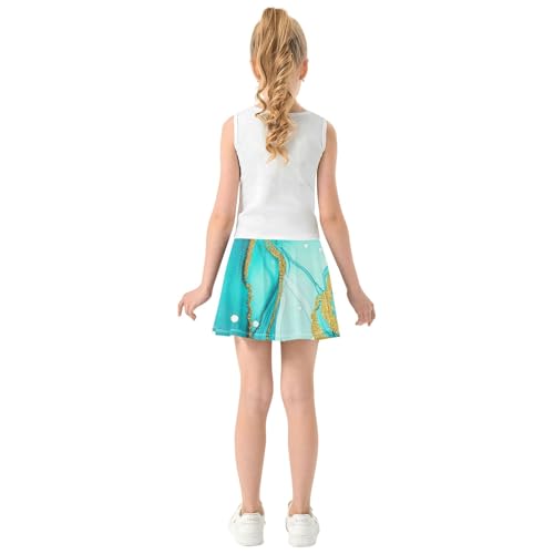 Athletic Shorts Girls Skorts Swirling Turquoise Teal Toddler Tennis Skirts Funny Pleated Skort 3t4