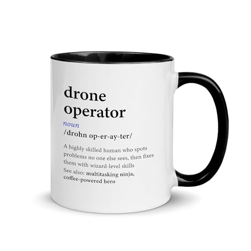 Drone Operator Definition Mug - 11oz Black Handle Coffee Cup Gifts for Drone Pilot UAV Operator Employee Boss Remote Pilot - Meaning Design - Promotion Gifts for Men Women
