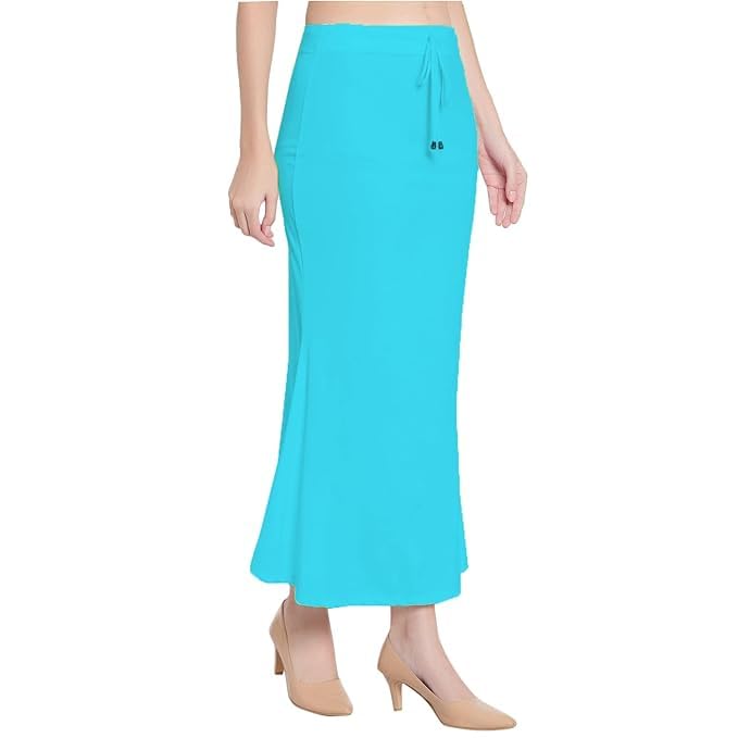Image of Saree Shapewear Petticoat for Women Cotton Blended Lycra Shaper Petticoat with Elastic & Lace (Drawstring) Long Under Skirt Fishcut Wrinkle Free Shapewear
