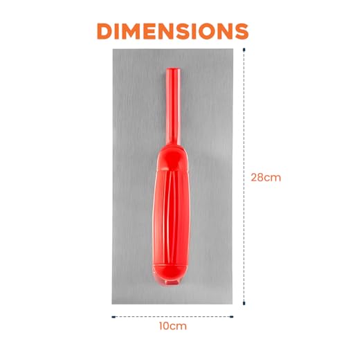 4" x 11" Plastering Trowel - Heavy Duty Carbon Steel with Durable Plastic Handle - Ideal for Plaster Skimming & Finishing Work - Image 2