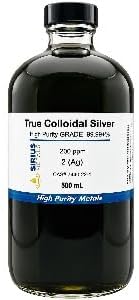 True Colloidal Gold 200 ppm - 99.99+% Purity - 500 mL 16.9 Fl Oz in a Clear Glass Bottle
