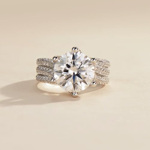 3ct Moissanite Engagement Rings for Women, 9MM Center Stone, D Color VVS1 Round Lab Created Moissanite Wedding Promise Proposal Rings for Women Her, Anniversary Luxurious Bridal Gift4