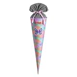 Step by Step Schultüte „Butterfly Luna“, lila, passend zum Schulranzen, aus recycelten PET-Flaschen, Verschluss aus Stoff, 5 l Füllvolumen, 70 cm Höhe