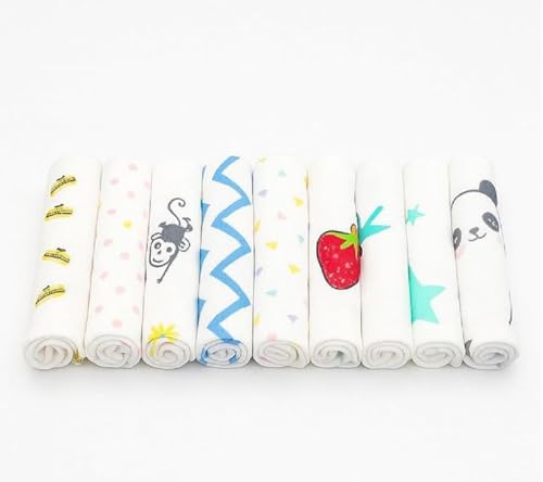 Image of Pack of 10-100% Pure Muslin Cotton Baby Napkin - 10 Baby Towel with Size 29x29 cm Baby Washcloths