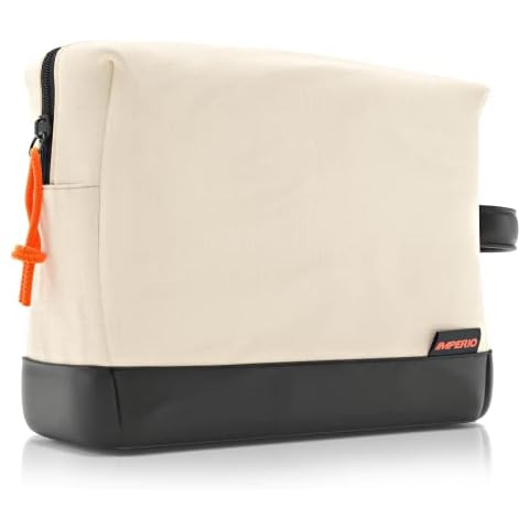 IMPERIO Kulturbeutel für Damen, Herren & Kinder - Stylische Design Kosmetiktasche aus strapazierfähigem Premium Canvas & veganem Kunstleder Cover