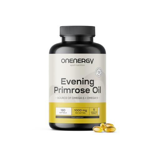 OnEnergy Nachtkerzenöl 1000 mg 180 Weichkapseln 6-Monatsvorrat Natürliche Quelle für Omega-6 und Omega-9 Aus Samen der Nachtkerze 10% GLA Frei von Allergenen