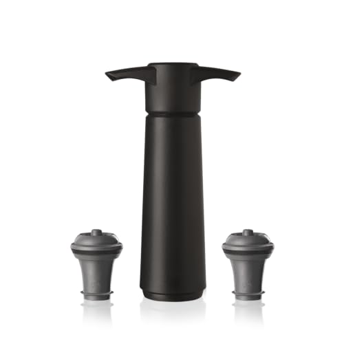 Vacu Vin Original Wine Saver with 2 Vacuum Bottle Stoppers – Black Wine Preserver Pump for Red or...