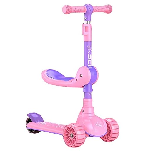LFFME Vikbar skoter för barn, 3-hjulig barnskoter, barnskoter, småbarn scooter med justerbar höjd, blinkande hjul sparkcykel för barn i åldrarna 2-8 år, C