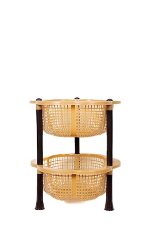 Image of TeDeMel Desire 4 Virgin Plastic Dish Rack | Multipurpose Storage Basket for Onion Potato & Vegetables | Kitchen Tray Rack for Household Use | Durable & Lightweight | Brown
