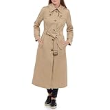 London Fog Women's Single Breasted Long Trench Coat with Epaulettes and Belt, British Khaki, M