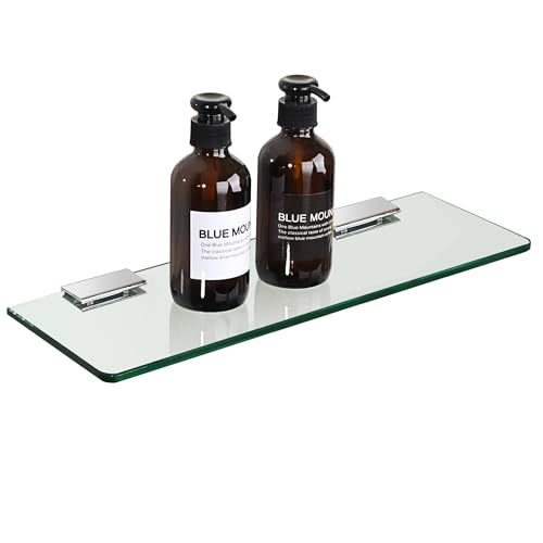 Image of SAYAYO Floating Glass Shelves for Bathroom, Tempered Glass Shelf for Wall 15 x 5 Inch 1 Pcs, Clear