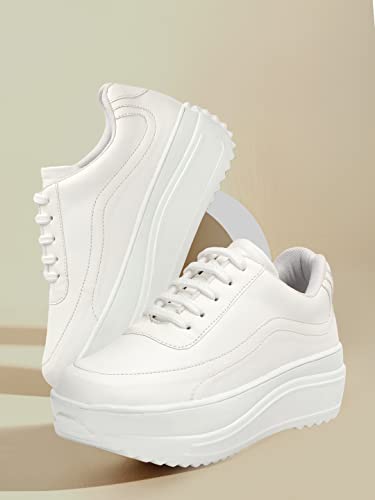 Image of Vendoz Women White Casual Stylish Sneakers