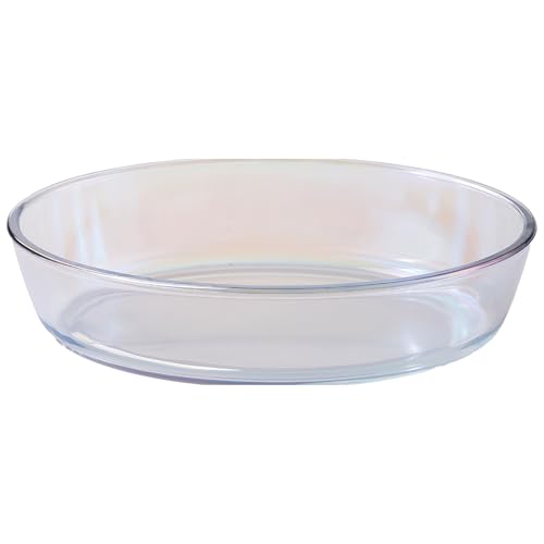 Image of The Better Home Zeno Oval (2.4 L) Borosilicate Glass Baking Tray For Microwave Oven | Baking Dish | Baking Pan | Bake & Serve Dish | Bakeware | Glass Bowl For Microwave | Dishwasher Safe (Iridescent)