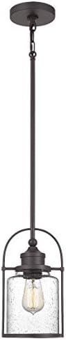 Quoizel QPP2781WT Payson Glass Mini Pendant Ceiling Light, 1-Light 100 Watt, 12" H x 7" W, Western Bronze