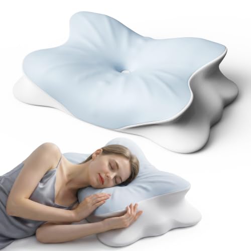 Cooling Cervical Neck Pillow for Pain Relief, Ergonomic Mellow Sleep Pillow for Neck Support | Adjustable | Memory Foam | Odorless Orthopedic Bed Pillow for Side Back Stomach Sleepers - Gift for Mom