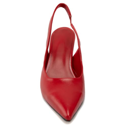 Red Slingback Pumps Heels Women Pointed Toe Sling Back Kitten Heels Bride Dress Causal Shoes 103