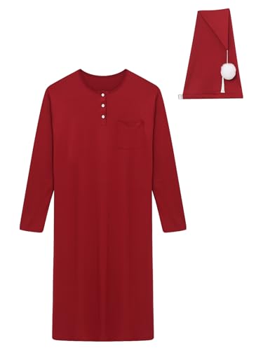 Ropa de dormir monocolor estilo camisón largo de hombre para noches frías 3