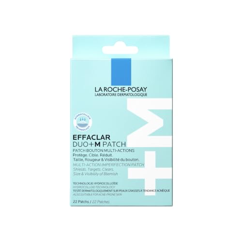 La Roche-Posay, Effaclar Duo+M Parches, Parches invisibles piel acneica | Parche invisible localizado de un solo uso con tecnología hidrocoloide de 420 micras que reduce los granos en 3 horas.