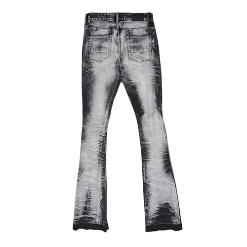 Men's Mid-Rise Jeans, Slim Flared Pants, Tie-dye with Holes, Casual Hip-hop Style Men's Jeans2