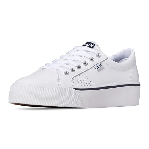 Image of Keds Jump Kick Duo Lace Up, Sneaker Womens, White Leather Webbing, 6.5 Medium
