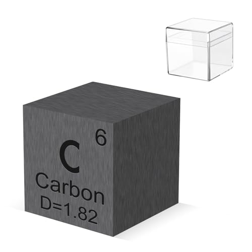 Image of 0.39 inch Carbon Element Cube 10MM Density Cubes 99.9% High Purity, Periodic Table of Elements Collection for Element Collections Hobbies, Pure Carbon Cube(C 0.39 Inch)