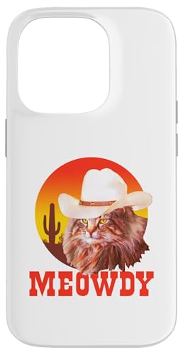 Meowdy! Funny Country Music Cat Cowboy Hat Vintage Custodia per iPhone 14 Pro