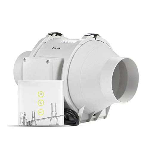 HG POWER 4" Ventilateur d'Extracteur d'Air de Conduit avec Contrôleur de Vitesse Sans Fil Silencieux pour salle de bains, bureau, hôtel, culture hydroponique (Diamètre 100mm) Cover