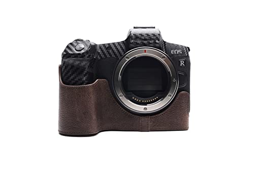 Housse moitié caméra Canon EOS R cuir véritable marron objet d'artisanat