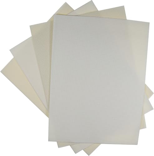 Image of KCS 4 pc of 12 inch x 18 inch(30cmx45cm) 14CT Counted Cotton Aida Cloth Cross Stitch Fabric (Antique White+Cream)