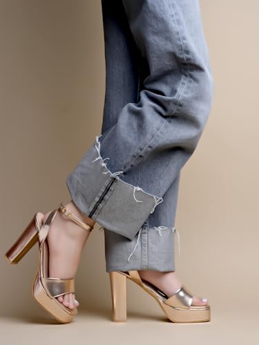 Image of Shoetopia Women's Block Heel Sandals - Platform Party Heels with Ankle Strap | Stylish Dress Sandals for Weddings & Evening