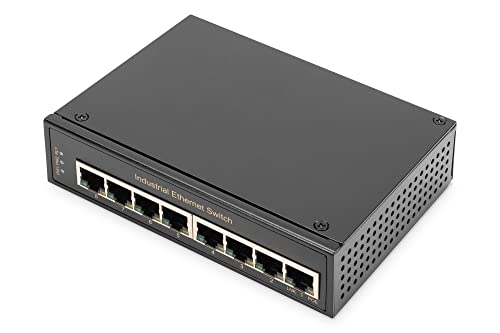 DIGITUS Network Switch 8-Port - DIN Rail or Wall mounting - Gigabit Ethernet RJ45 sockets - DIN Rail - 1 GBit/s