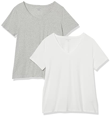 Image of Amazon Essentials Women's Plus Size Short-Sleeve V-Neck T-Shirt