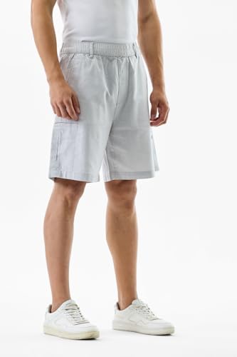Image of SNITCH Men Casual Shorts | Regular Fit Mid Rise Solid Pattern | 100% Cotton Smooth Texture with Drawstring Closure & Elastic Waistband for Summer & Club Wear