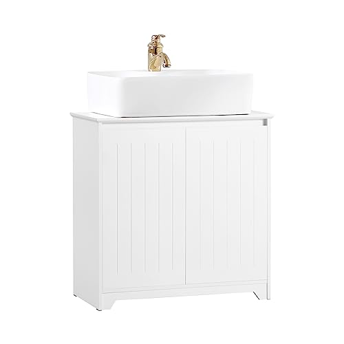 Listado de Armarios de suelo para comprar hoy. 42 SoBuy Mueble de Baño Mueble para Debajo del Lavabo Armario de Baño de Suelo Pedestal Sink Cabinet(Desagüe a la Pared, Blanco BZR108-W)