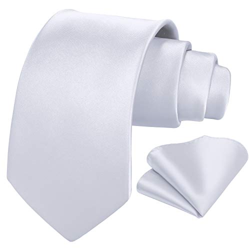Mens Solid White Tie Classic 3.4