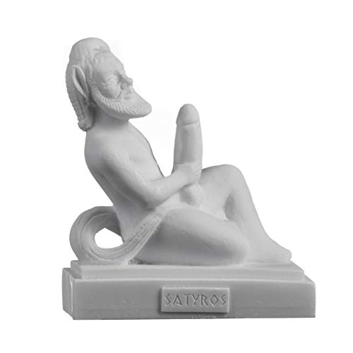 BeautifulGreekStatues Sátiro Satyr Ampelos Mitología Greco Romana Hecho a Mano Hombre Desnudo Figura Alabastro 11cm Cover