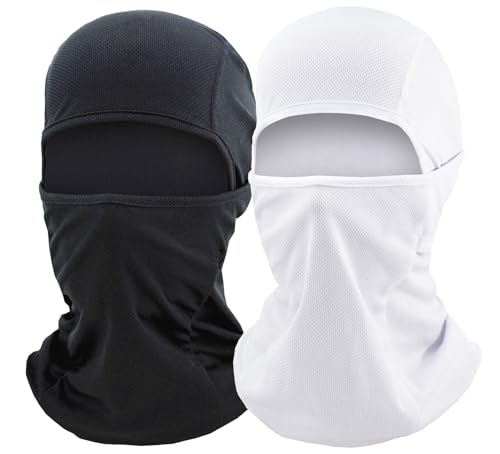 2 Pack Black & White Ski Mask for Men & Women, Balaclava Face Mask Full Head Mask Shiesty Mask for Football Motorcycle Sun UV Protection